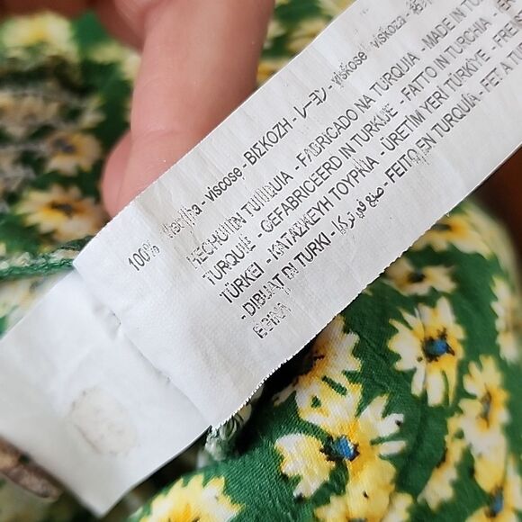 Zara Green Ditsy Floral Button Front Smocked Back Wide Leg Jumpsuit M (T20) - Picture 11 of 14